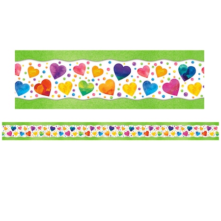 North Star Teacher Resources All Around the Board Trimmer, Watercolor Hearts, 43 Feet/Pack, PK6 NS4243